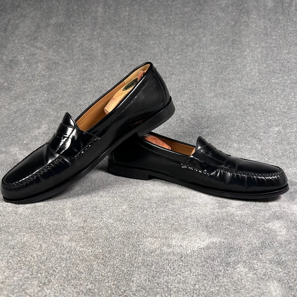 Cole Haan Penny Loafers Black Leather Moc Toe Slip On Dress Shoes Mens 13D 03503